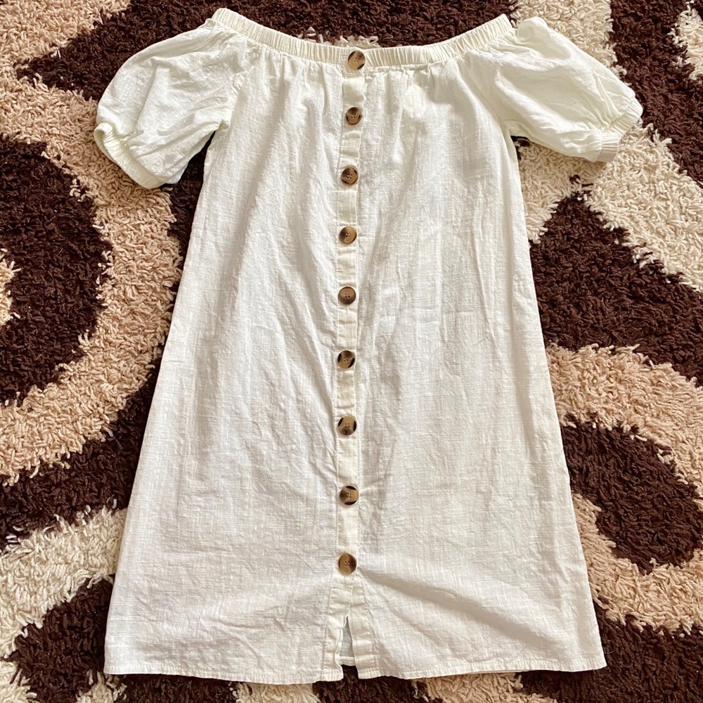 ⭐️3/$15⭐️ OFF THE SHOULDER Cream Mini Dress! Sz S